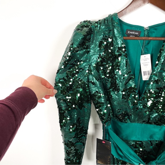 Bebe Emerald Mini Dress With Sequin - Picture 4 of 9